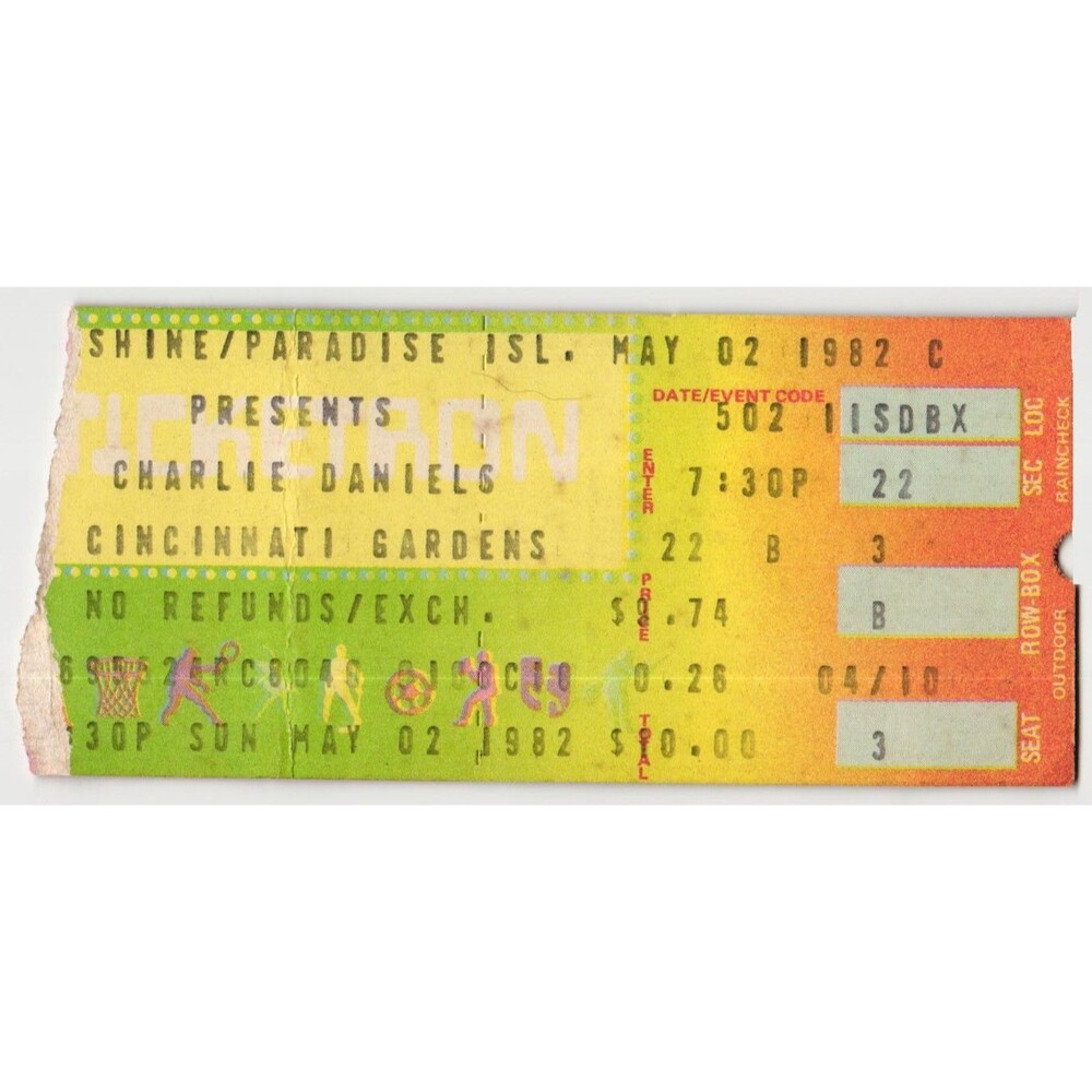 Vintage 1982 Charlie Daniels Jimmy Hall Concert Ticket Stub Cincinnati OH
